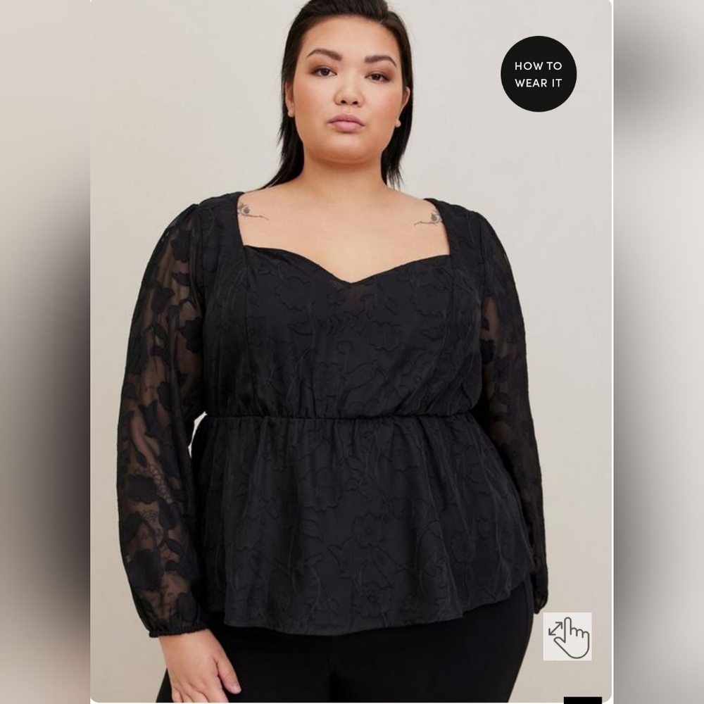 Chiffon floral puff sleeve top